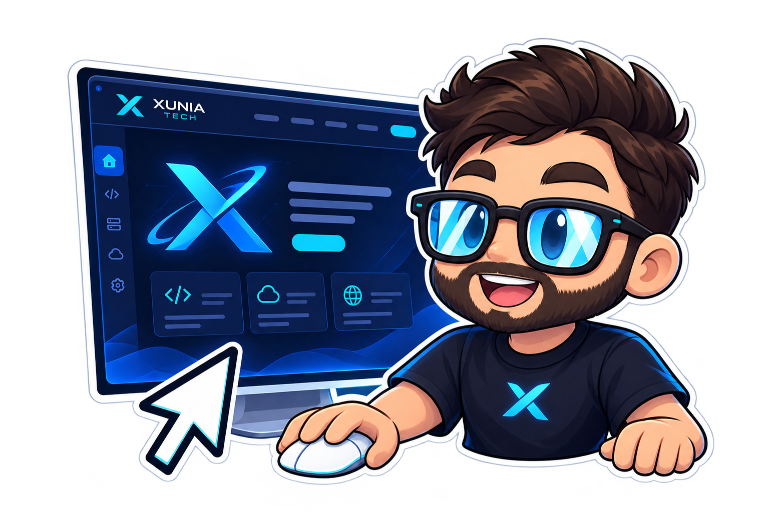 Ilustración de soluciones digitales XUNIA TECH